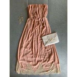 Zara lace trim bandeau dress